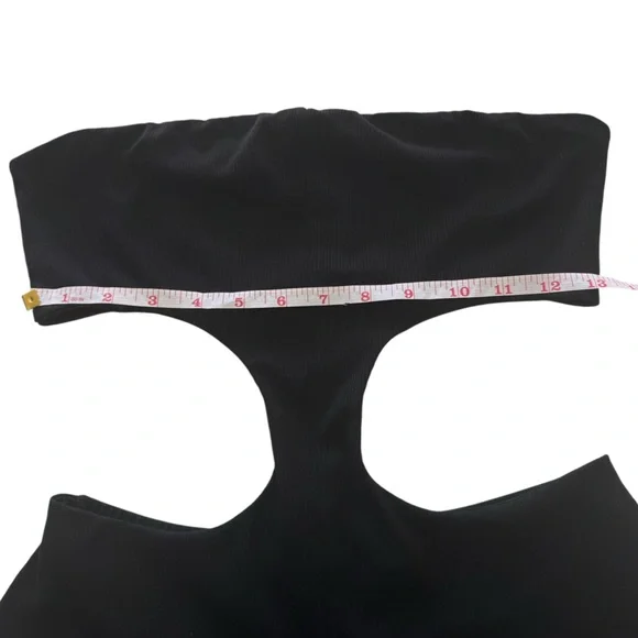 SUPERDOWN‎ Darcey Cut Out Jumpsuit Ribbed Black Strapless Flare Event Medium M - Picture 12 of 16